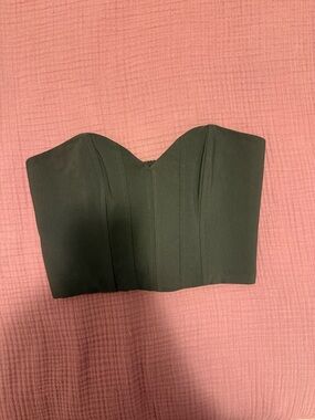 Zara Olive Green Strapless Bustier Top